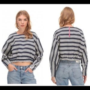 Zara Trafaluc Collection Striped Long Sleeve Crop